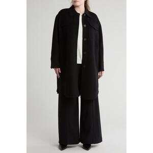 New Vince Double Pocket Wool Blend Coat In Black Sz 1X $795